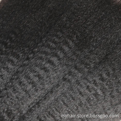 Longshengyuan Hair Factory Big Yaki Kinky Straight 100% Aligned Cuticle Virgin Brazilian Mink Human Hair Weave